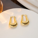 1 par de aretes chapados en oro de 18K de acero inoxidable con revestimiento geométrico en forma de C elegante e informal para mujer