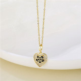 Venta al por mayor de estilo coreano en forma de corazón, flor de ojo, acero inoxidable, acero de titanio, chapado en oro de 18 quilates, collar con colgante de circón chapado en oro