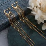 Pendientes exagerados Ins populares de otoño e invierno con diseño de borla larga Retro, pendientes de oro de 18 quilates de acero de titanio