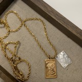 Collar chapado en oro de 24 quilates con revestimiento de acero de titanio geométrico retro
