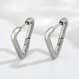 1 par de pendientes de aro de acero inoxidable con forma de corazón, círculo triangular, estilo Simple