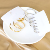 Pendientes chapados en acero inoxidable con círculo de moda, 1 par