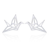 Pendientes de acero inoxidable con grulla de papel de estilo coreano para mujer, aretes sin incrustaciones, aretes de acero inoxidable