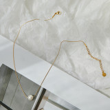 Collar chapado en oro de acero titanio con perlas estilo hada 1 pieza