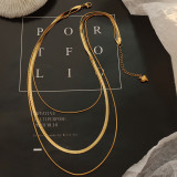 Collar simple retro de moda Cadena de clavícula de acero de titanio de múltiples capas