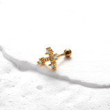 Pendientes de cartílago chapados en oro de 18 quilates con incrustaciones de nudo y lazo de flor de pentagrama de estilo francés de 1 pieza
