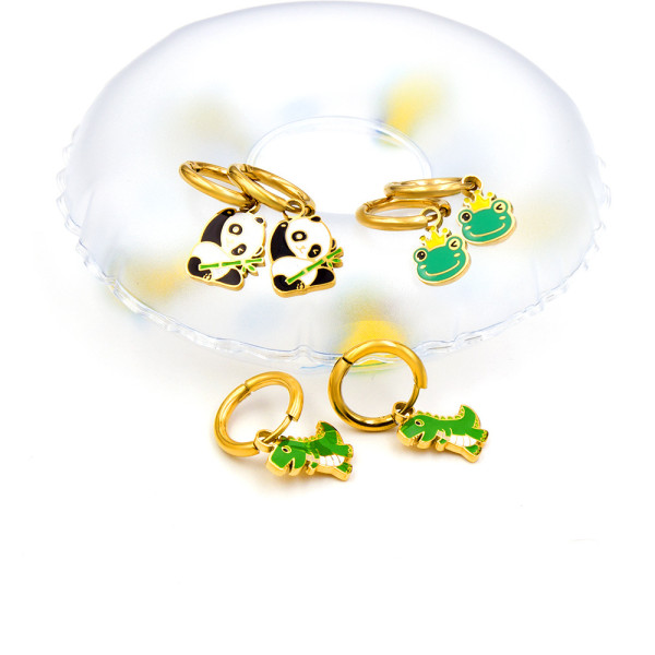 Pendientes colgantes chapados en acero inoxidable con forma de animal, 1 par