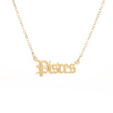 Collar De Oro Virgo Con Colgante De Acero Inoxidable De 12 Constelaciones De Moda