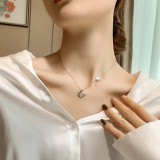 Carta de moda gotas de agua forma de corazón incrustaciones de acero titanio perlas artificiales diamantes de imitación colgante collar 1 pieza