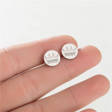 1 par de pendientes redondos de estilo Simple con forma de estrella y Luna, chapados en acero inoxidable