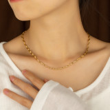 Collar chapado en oro chapado en acero inoxidable con ondas de estilo simple lindo casual