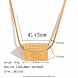 Collar con colgante chapado en oro de 18 quilates con revestimiento de acero inoxidable con letras de estilo simple básico