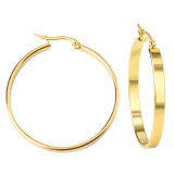 Pendientes redondos chapados en acero inoxidable a la moda, 1 par