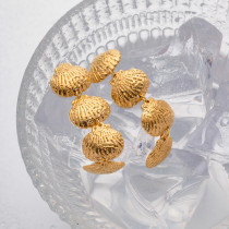 1 par de pendientes colgantes chapados en oro de 18 quilates de acero inoxidable con revestimiento de concha informal estilo IG