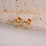 1 par de pendientes chapados en oro de circonio de acero inoxidable con incrustaciones de Color sólido de estilo Simple