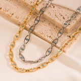Collar de perlas artificiales con revestimiento de acero de titanio geométrico Hip-Hop 1 pieza