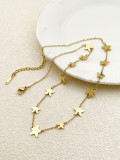 Collar chapado en oro pulido de acero inoxidable con pentagrama de estilo simple