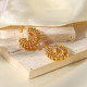 Pendientes Geométricos De Acero Inoxidable Chapados En Oro, 1 Par