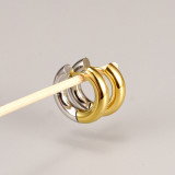 Pendientes de acero de titanio geométricos de estilo coreano con hebilla sin pendientes de acero inoxidable con incrustaciones