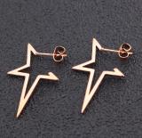 Fashion Star Pendientes colgantes con forma de estrella de acero inoxidable, 1 par