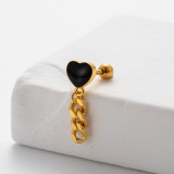 Pendientes de cartílago chapados en oro de 18K con incrustaciones de mariposa en forma de corazón y letras dulces, 1 pieza