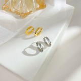 1 par de pendientes chapados en oro blanco de acero inoxidable tallado en rombo de Color sólido de estilo Simple