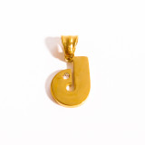 Estilo simple Letra de estilo clásico Acero inoxidable Chapado en acero de titanio Incrustación de circón Colgante de collar chapado en oro de 18 quilates