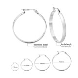 Pendientes chapados en acero inoxidable con círculo de moda, 1 par