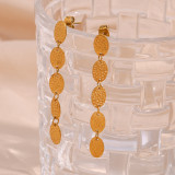 1 par de pendientes colgantes chapados en oro de 18 quilates con revestimiento de acero inoxidable ovalado estilo INS