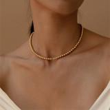 Collar de acero inoxidable de color sólido de estilo simple para mujer Collares de acero inoxidable chapados