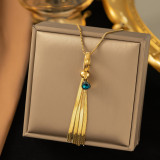 Collar con colgante de diamante artificial chapado en oro de 18 quilates con borla de ojo de diablo de estilo romano a granel