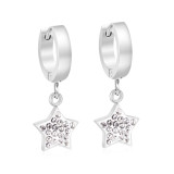 1 par de pendientes colgantes de circonita de acero de titanio con incrustaciones rectangulares con forma de corazón y estrella de estilo Simple informal