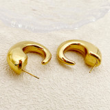1 par de pendientes chapados en oro de acero inoxidable chapado en color sólido de estilo simple