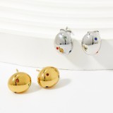Pendientes tipo botón de diamante artificial con incrustaciones de acero inoxidable con forma de punto de estilo simple, 1 par