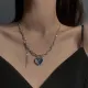 Collar con colgante de acero de titanio con forma de corazón de hip-hop