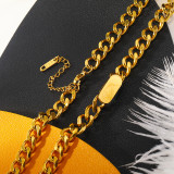 Collar chapado en oro de cadena de acero de titanio de color sólido de estilo simple