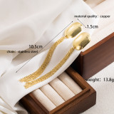 Pendientes colgantes chapados en oro de 18K con incrustaciones de cadena chapada en Color sólido, borla redonda elegante y lujosa, 1 par