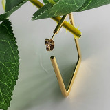 1 par de pendientes de acero inoxidable chapados cuadrados de estilo simple exagerado