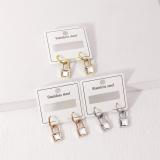 1 par de pendientes colgantes chapados en plata y oro con incrustaciones de bloqueo de estilo clásico de estilo Vintage de acero inoxidable