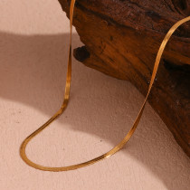 Collar chapado en oro de 18 quilates con revestimiento de acero inoxidable de color sólido de estilo clásico básico