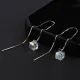 Línea de oreja chapada en plata, cristal Artificial de acero inoxidable con incrustaciones cuadradas brillantes elegantes, 1 par