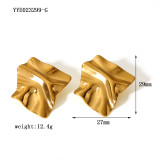 1 par de aretes chapados en oro de 18 quilates de acero inoxidable con revestimiento irregular de color sólido de estilo simple