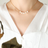Collar De Acero De Titanio Geométrico De Moda Collares De Acero Inoxidable Con Perlas