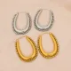 1 par de pendientes elegantes retro de acero inoxidable chapados en forma de U