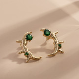 1 par de pendientes elegantes con incrustaciones de acero y titanio Glam Moon