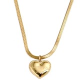 Collar con colgante chapado en oro de 18 quilates con revestimiento de acero de titanio en forma de corazón de estilo simple retro