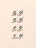 1 Juego de pendientes con diamantes de imitación de acero con incrustaciones de Color sólido estilo IG