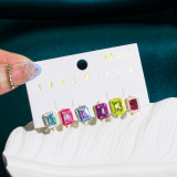 1 Juego de pendientes de circonita con incrustaciones de cobre ovalados cuadrados de moda Yakemiyou