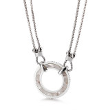 Nueva moda collar redondo de personalidad femenina collar coreano de acero inoxidable diamante collar de doble capa