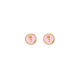1 par de aretes chapados en oro de 18 quilates de acero inoxidable con revestimiento de esmalte rosa artístico lujoso estilo IG